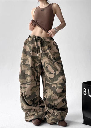 Drawstring Camo Baggy Pants