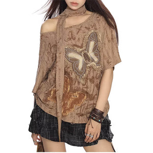 2007 Aesthetic Butterfly Patch Tee