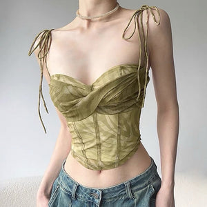 Fairycore Mesh Bustier Top