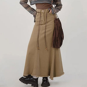 Fairy Grunge Denim Maxi Skirt