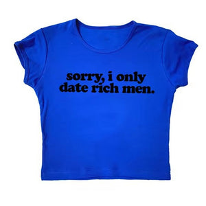 I Date Only Rich Men Y2K Crop Top