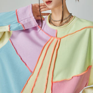 Pastel Patchwork Oversized Sweatshirt