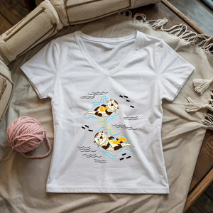 Otterly Knitting Away Lady V-neck