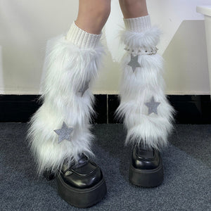 Y2K Star Fuzzy Leg Warmers