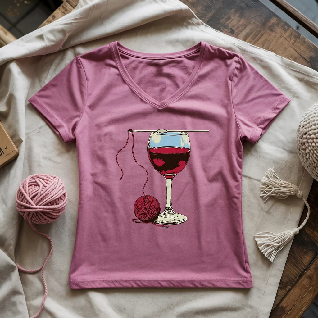 Wine And Yarn Lady V-neck