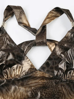 Baddie Leopard Backless Top