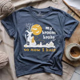 Broom Broke Knitting Witch T-shirt