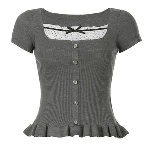 Coquette Aesthetic Rib Top