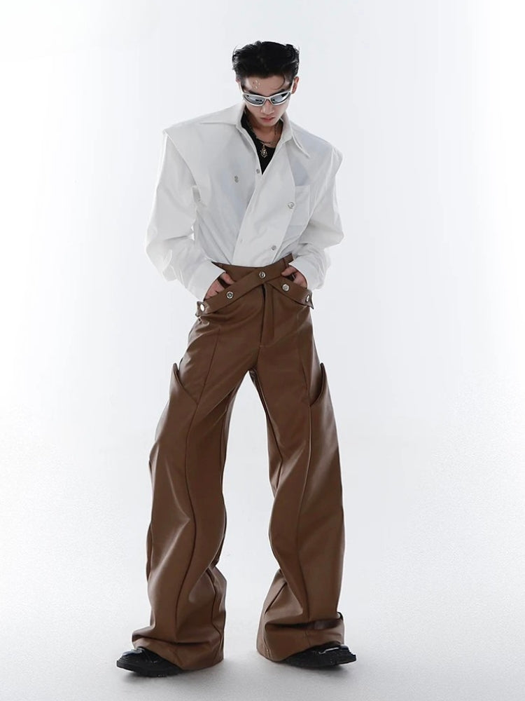 Cyberpunk Faux Leather Wide Leg Pants