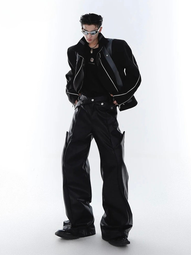 Cyberpunk Faux Leather Wide Leg Pants