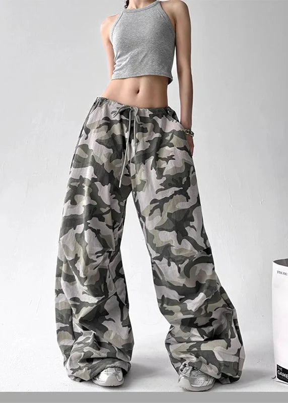 Drawstring Camo Baggy Pants