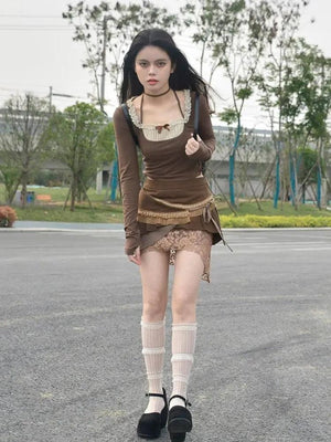 Fairycore Patchwork Mini Skirt