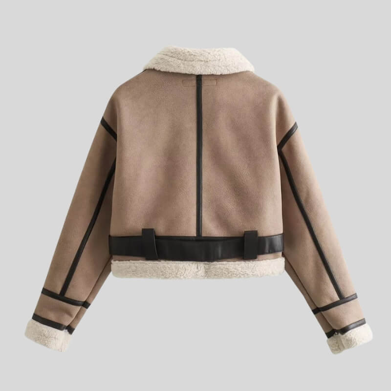 Faux Leather Aviator Jacket