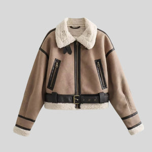 Faux Leather Aviator Jacket