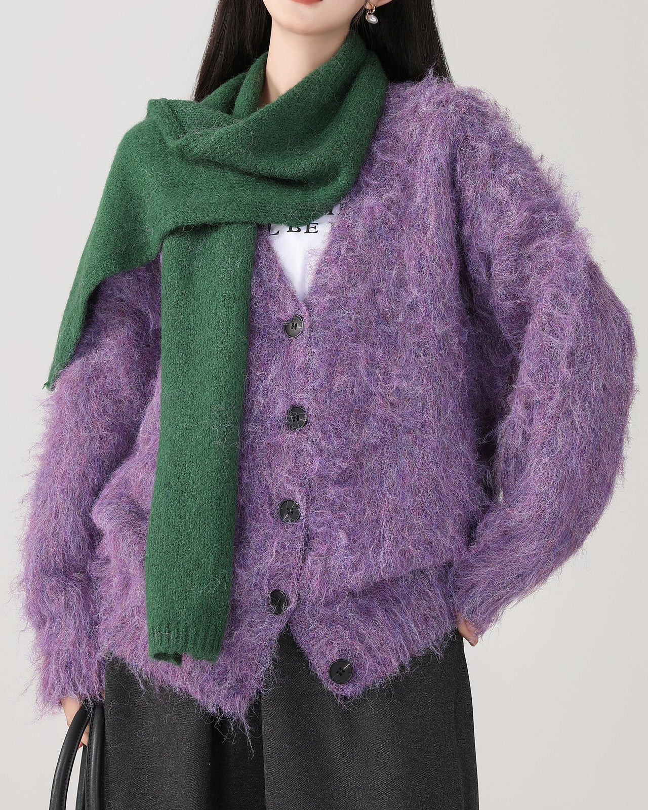 Grape Fuzzy Cardigan