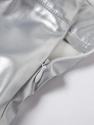 Metallic Silver Maxi Dress