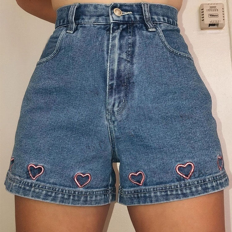 No Excuses Embroidery Denim Shorts