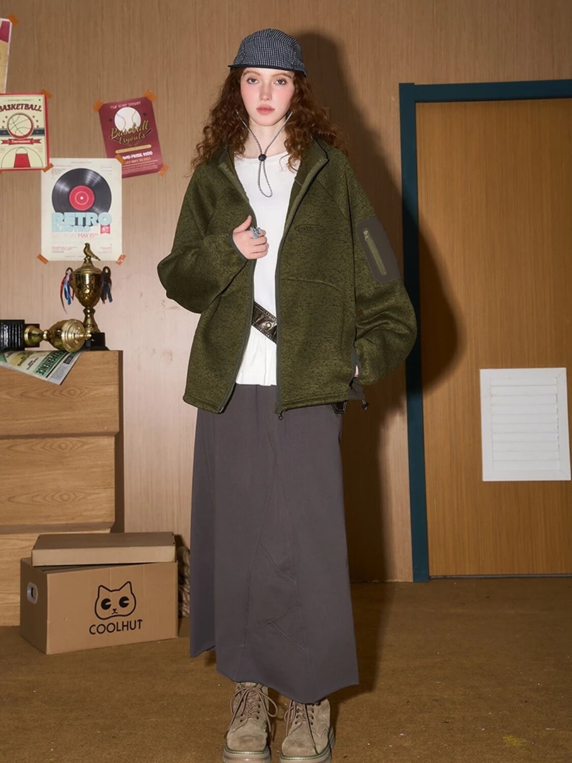 Oversized Fleece Zip-Up Jacket