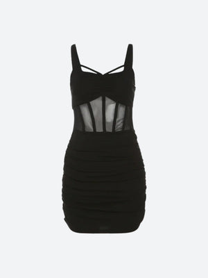 Sheer Bodice Mini Dress