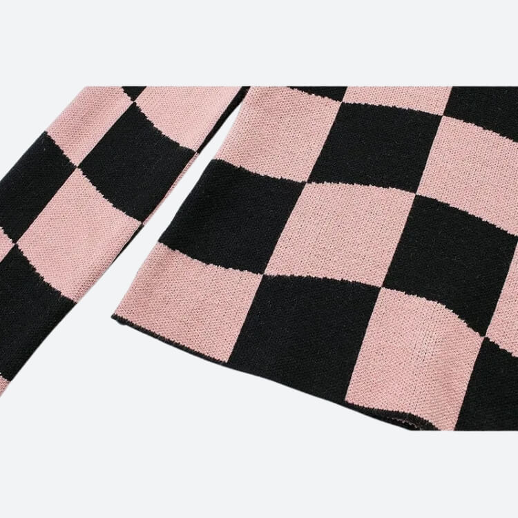 Y2K Checkered Square Neck Top