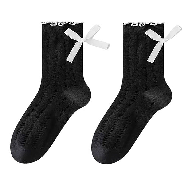 Preppy Aesthetic Bow Ruffle Socks