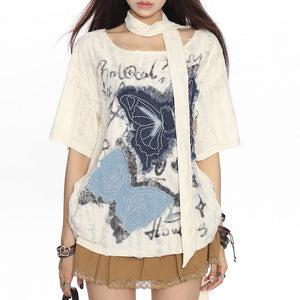 2007 Aesthetic Butterfly Patch Tee