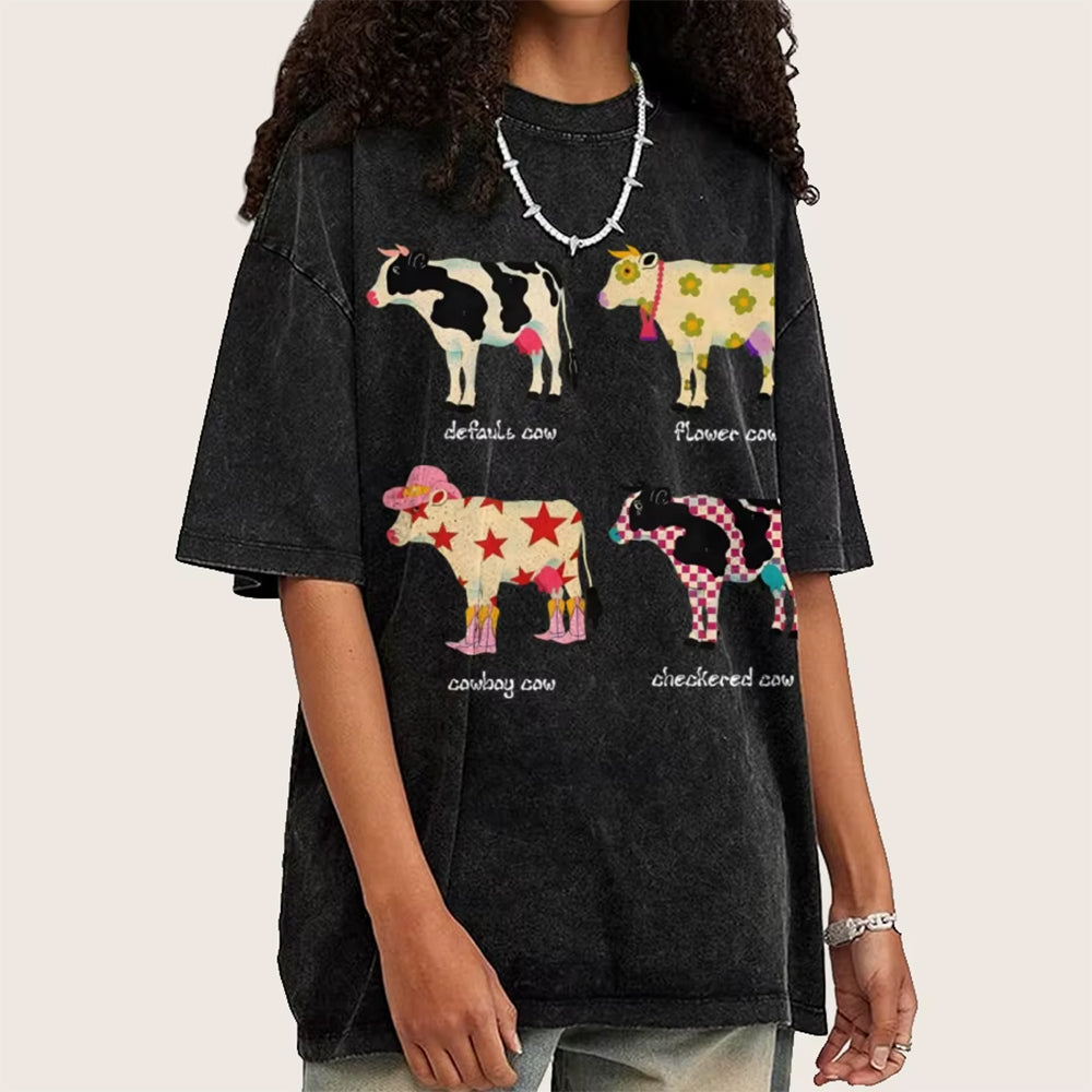 Indie Aesthetic Cow Graphic T-Shirt