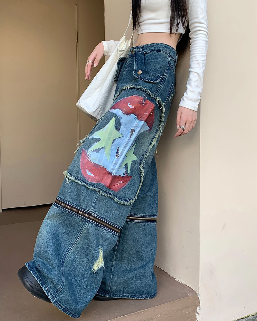 Apple Core Graffiti Cargo Jeans