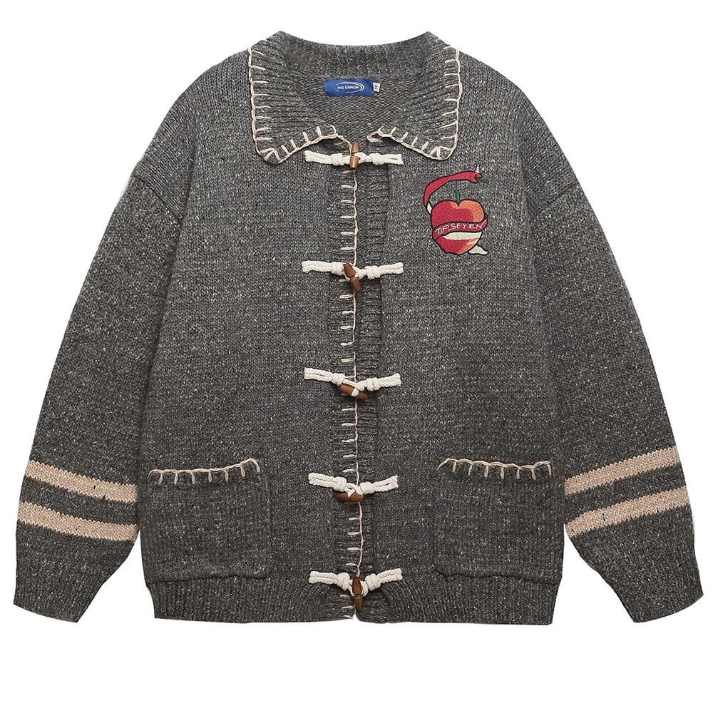 Apple Embroidery Grey Cardigan