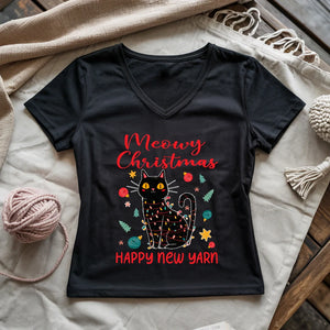 Meowy Christmas Lady V-neck