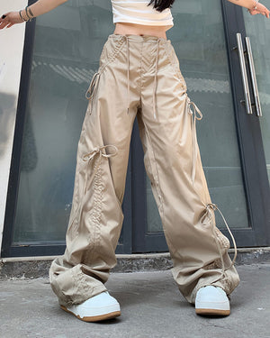 Soft Girl Bows Wide-Leg Cargo Pants