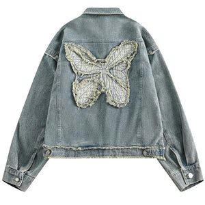 Butterfly Patch Y2K Denim Jacket