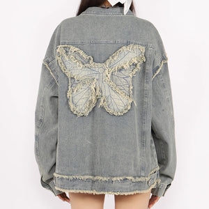 Butterfly Patch Y2K Denim Jacket