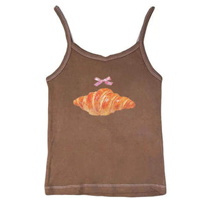 Croissant Print Y2K Tank Top