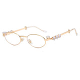 Crystal Metal Oval Sunglasses