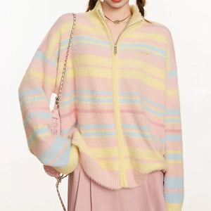 Danish Pastel Striped Zip-Up Jumper