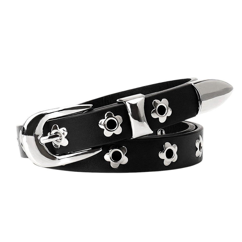 Indie Flower Thin Leather Belt
