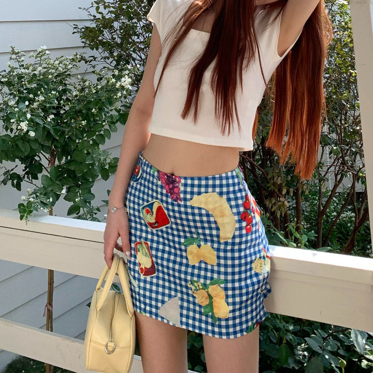 Provence Picnic Gingham Mini Skirt