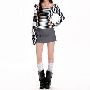 French Girl Off Shoulder Striped Top