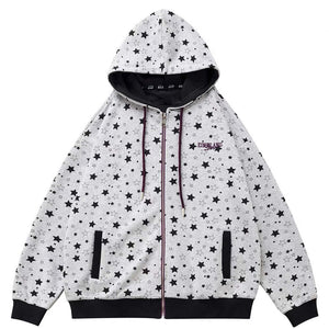 2010’s Grey Star Print Zip Up Hoodie