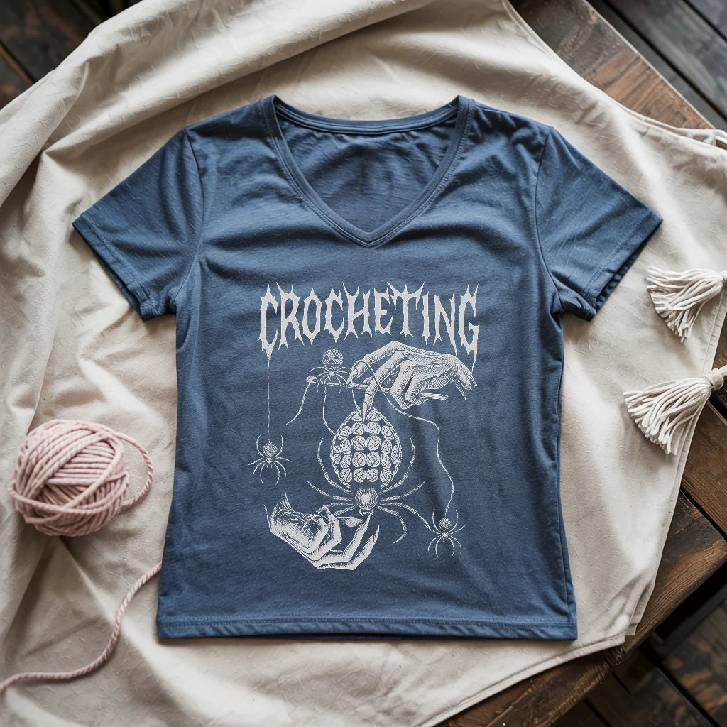 Gothic Crocheter Lady V-neck