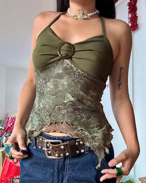 Indie Aesthetic Lace Halter Top