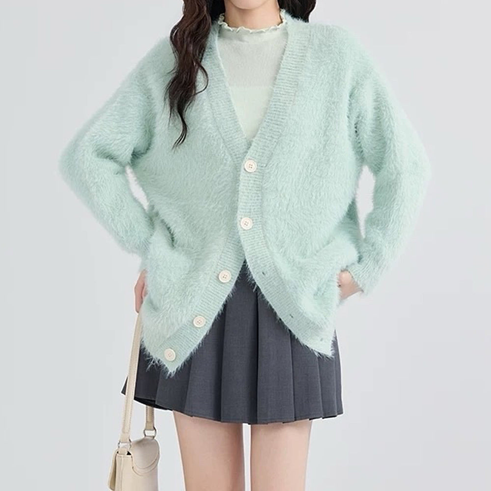 Mint Green Fuzzy Cardigan