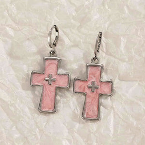 Pastel Goth Cross Earrings