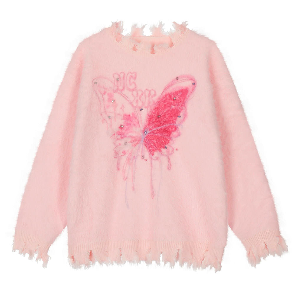 Pastel Pink Butterfly Sweater