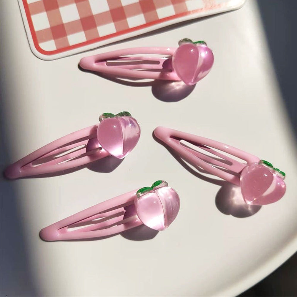 Peach Hair Clips 4 Pcs Set
