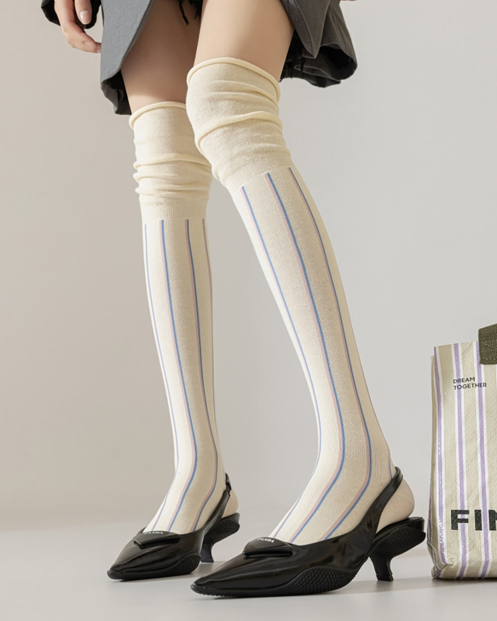 Campus Secrets Striped Knee Socks