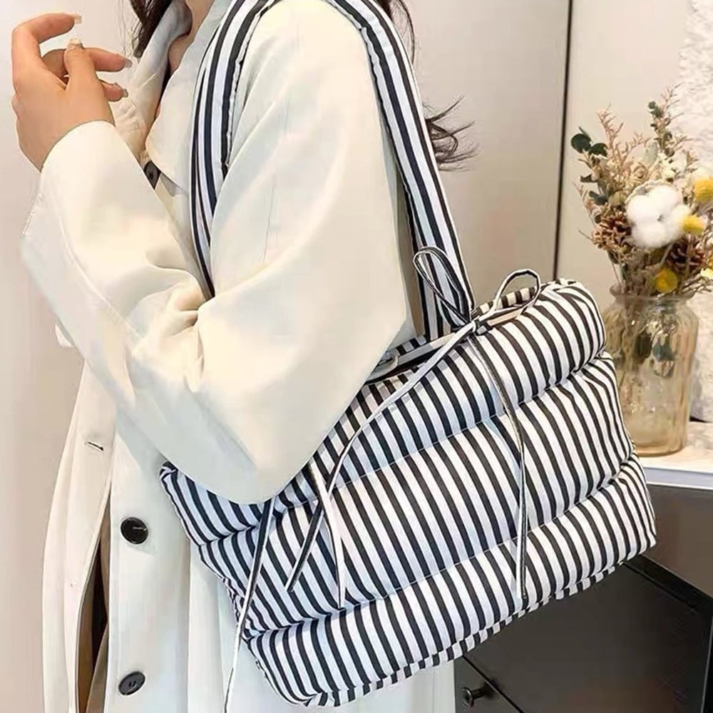 Puffer Striped Shoulder Bag