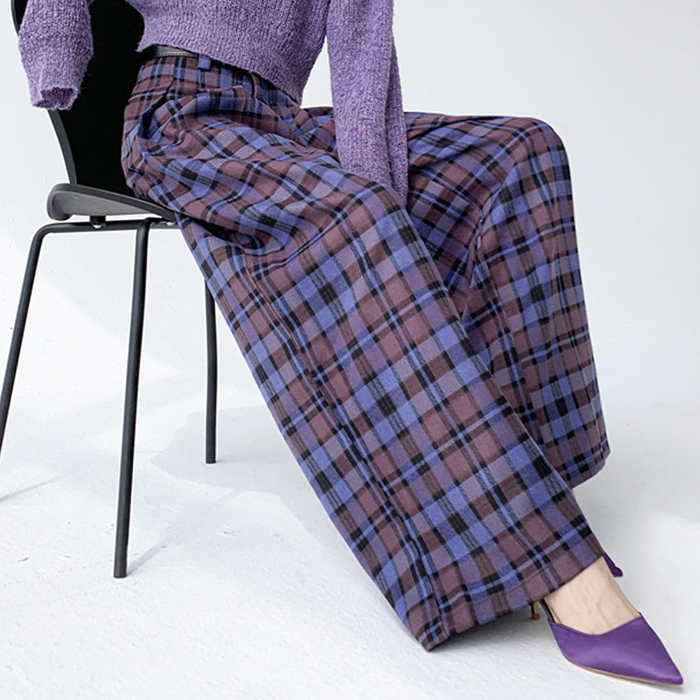 Best In Class Plaid Wide-Leg Trousers