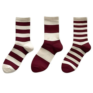 Red & Beige Striped Socks